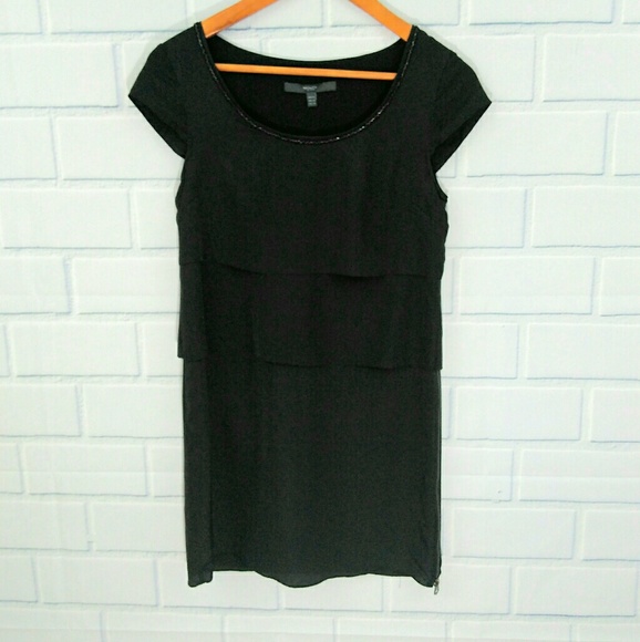Mo & Co de Paris Dresses & Skirts - Mo & Co black tiered minidress with side zipper
